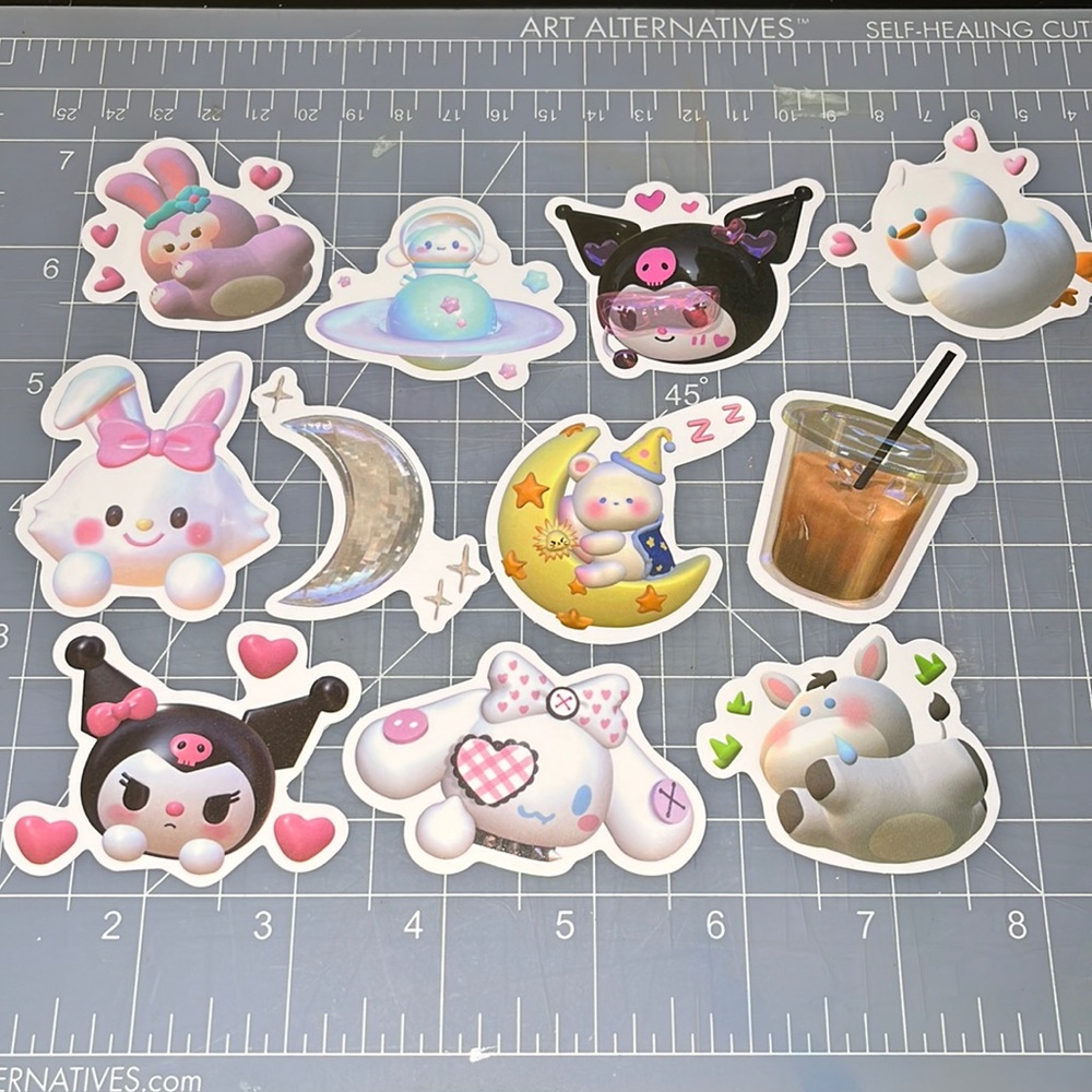 11 Super cute stickers Sanrio kuromi cinnamoroll milk tea decals kawaii